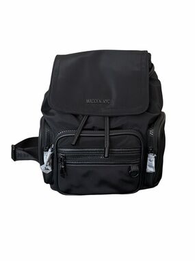 Madden NYC black mini backpack adjustable pockets classic school minimal basic